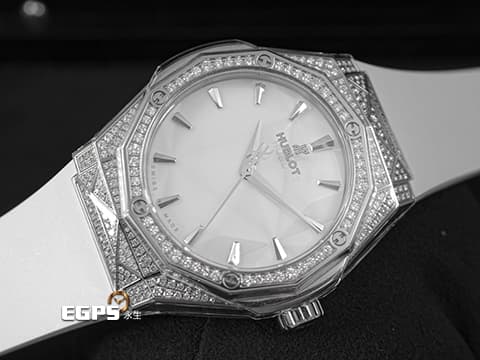 HUBLOT 宇舶 Classic Fusion 經典融合 ORLINSKI 聯名款 550.NS.2200.RW.1604.ORL20 原廠鑲鑽 白色切面立體錶盤 鈦金屬+不鏽鋼材質 2025年保單 自動上鍊 40mm