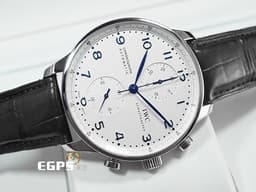 IWC 萬國錶 Protuguese 大葡萄牙 計時碼表 IW371446 不鏽鋼材質 <font color="#0582f5">經典款 葡萄牙 藍鋼指針款 白色面盤</font> 自動上鏈 40.9mm