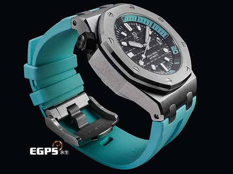 Audemars Piguet 愛彼 AP錶 Royal Oak Offshore Diver 皇家橡樹 離岸型 15720ST.OO.A355CA.01 ROO Tiffany色計時內圈 原廠橡膠錶帶 不鏽鋼材質 2026年保卡 錶帶快拆系統 僅試帶極新品 自動上鍊 42mm