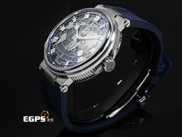BREGUET 寶璣 Marine Hora Mundi 5557BB/YS/5WV 18K白金材質 <font color="#00ffff">波浪圖案面盤 海岸線世界地圖 子午線邊框藍寶石水晶頂層</font> <font color="#ff00ff"> 可記憶兩個獨立時區,透過8點鐘方向按鈕切換時區</font> <font color="#FFFF00">2023年保單 台灣公司貨 新錶參考訂價:2,613,000元</font> 自動上鍊 43.9mm