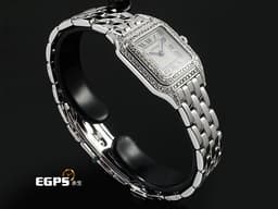 CARTIER 卡地亞 Panthere de Cartier 1660 18K白金材質 <font color="#05f0f0">原廠鑲嵌鑽石錶圈、錶殼、錶耳、錶冠</font><font color="#ff0000"> </font>石英機芯 22mm
