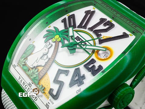 Franck Muller 法蘭穆勒 FM #FR2NCK MULLER Vanguard V41 綠色玻璃纖維複合物材質【熱帶綠】 V 41 SC DT BEACH FR2 #FR2聯名創作 Fxxking Rabbits 2025年保單 全球限量300支 【反骨月兔】 自動上鏈 41 x 49.95mm
