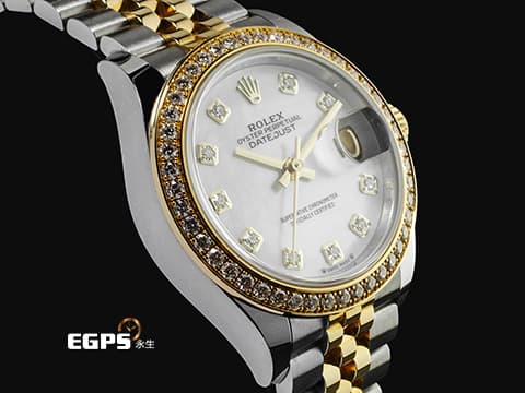 ROLEX 勞力士 Datejust DJ28 279383RBR 不鏽鋼&18K黃金材質 半金款 原廠鑲嵌鑽石錶圈、時標 白色珍珠貝母面盤 2021年保卡 自動上鍊 28mm