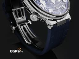 BREGUET 寶璣 Marine Hora Mundi 5557BB/YS/5WV 18K白金材質 <font color="#00ffff">波浪圖案面盤 海岸線世界地圖 子午線邊框藍寶石水晶頂層</font> <font color="#ff00ff"> 可記憶兩個獨立時區,透過8點鐘方向按鈕切換時區</font> <font color="#FFFF00">2023年保單 台灣公司貨 新錶參考訂價:2,613,000元</font> 自動上鍊 43.9mm