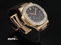 Patek philippe 百達翡麗 PP錶 Nautilus 鸚鵡螺 金鷹系列 5712R-001 18K玫瑰金材質 <font color="#05f0f0"> 精鑲大梯鑽框 絕版日內瓦印記</font><font color="#FF0000"> </font><font color="#05f0f0">月相盈虧 動能顯示</font> <font color="#ff0000">附原廠出廠證明單</font> 自動上鍊43x38mm
