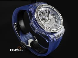 HUBLOT 宇舶 Big Bang 大爆炸 465.JL.4802.RT.1204 藍色水晶材質 快拆功能設計<span style="color: rgb(5, 240, 240);"> </span><font color="#fafa01">【絕版增值艷麗款】</font><font color="#fa00fa">極少見薰衣草藍水晶錶殼 </font><font color="#0582f5"><特殊藍寶石水晶收藏盒></font><font color="#05f0f0">原廠鑲嵌鑽石錶圈</font> <font color="#fafa01">2019年保卡 全球限量200支</font><font color="#ff0000"> </font><font color="#fc7b03">新錶訂價:</font><font color="#e7770d">2,616,000</font><font color="#fd7e08">元</font> 自動上鍊 39mm