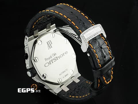 Audemars Piuget 愛彼 AP錶 Royal Oak Offshore 25940 皇家橡樹離岸型 不鏽鋼材質 精鑲鑽石滿天星面盤、鑲鑽錶圈、鑲鑽錶殼 自動上鍊 計時碼表 42mm