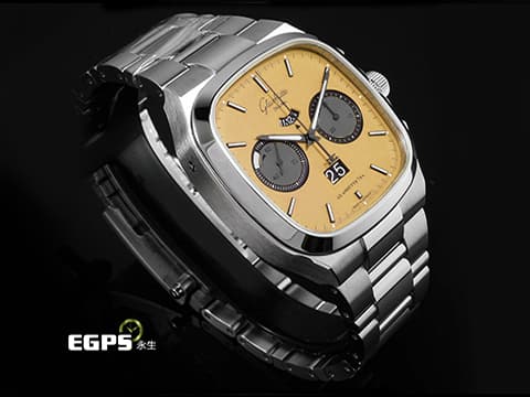 Glashutte Original 格拉蘇蒂 Seventies Chronograph Panorama Date「Golden Bay」海灣金面盤 限量100支 復古系列 1-37-02-14-02-63 不鏽鋼 飛返 計時碼表 動能顯示 2023年台灣公司貨 另附原廠不鏽鋼錶帶 自動上鍊 40mm