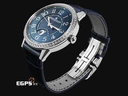 Jaeger LeCoultre 積家 Rendez-Vous Night & Day 約會系列 Q3448480 不鏽鋼材質 <font color="#0582f5">原廠鑲嵌鑽石錶圈 藍色面盤</font> <font color="#ff0000">2020年保卡</font> 自動上鏈 34mm