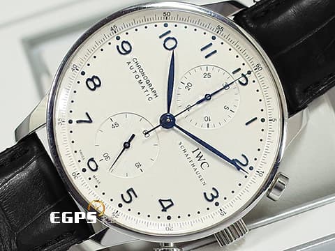 IWC 萬國錶 Protuguese 大葡萄牙 計時碼表 IW371446 不鏽鋼材質 經典款 葡萄牙 藍鋼指針款 白色面盤 自動上鏈 40.9mm
