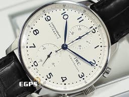 IWC 萬國錶 Protuguese 大葡萄牙 計時碼表 IW371446 不鏽鋼材質 <font color="#0582f5">經典款 葡萄牙 藍鋼指針款 白色面盤</font> 自動上鏈 40.9mm