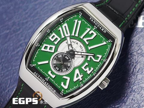 Franck Muller 法蘭穆勒 FM錶 Vanguard系列 Slim Vintage V41 綠色面盤 V41SS6AT 酒桶型 小秒針 不鏽鋼 2025年保單 自動上鍊 41mm
