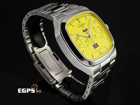 GLASHUTTE ORIGINAL 格拉蘇蒂 復古系列 70年代 Seventies Chronograph 1-37-02-17-02-70 黃色面盤 限量100支 2021年保單 自動上鍊 40mm