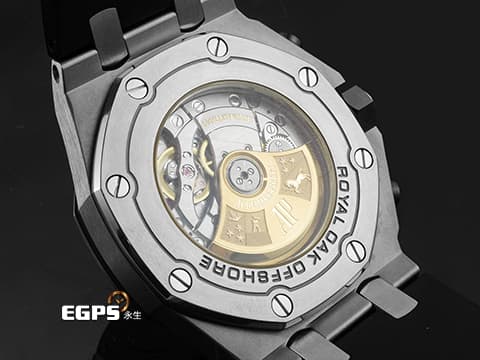 Audemars Piguet AP錶 愛彼錶 Royal Oak Offshore 皇家橡樹離岸型 26470ST.OO.A104CR.01 不鏽鋼材質 啞灰色Méga Tapisserie超大型格紋裝飾面盤 羅馬數字時標 自動上鏈 42mm