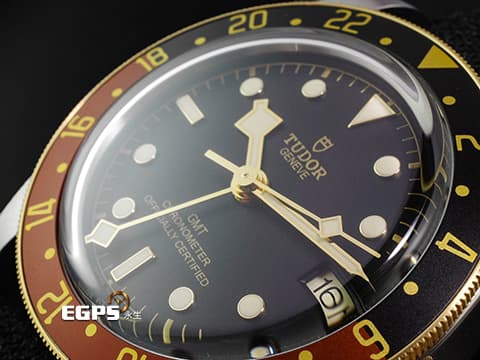 TUDOR 帝舵 Black Bay GMT S&G 碧灣 GMT 兩地時間 79833MN 18K黃金材質 半金款 復古 雪花針 沙士圈 帆布錶帶款 2025年保卡 潛水錶 自動上鍊 41mm