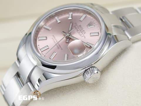 ROLEX 勞力士 Lady-Datejust 28 蠔式日誌型 279160 粉紅色面盤 柱狀夜光時標 經典 DJ28 不鏽鋼 2025年保卡 蠔式(Oyster)三節板帶 自動上鍊 28mm