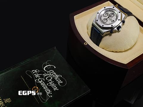 Audemars Piguet AP錶 愛彼錶 Royal Oak Offshore ROO 皇家橡樹離岸型 25770ST 不鏽鋼材質 白色「Grande Tapisserie」格紋錶面 離岸型首個42mm皮革錶帶設計款 計時碼錶 自動上鍊 42mm