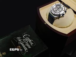 Audemars Piguet AP錶 愛彼錶 Royal Oak Offshore ROO 皇家橡樹離岸型 25770ST 不鏽鋼材質 <font color="#0582f5">白色「Grande Tapisserie」格紋錶面 </font><font color="#fa00fa">離岸型首個42mm皮革錶帶設計款 </font>計時碼錶 自動上鍊 42mm