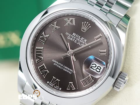 ROLEX 勞力士 Lady-Datejust 28 蠔式日誌型 279160 深灰色面盤 搭配羅馬數字時標 經典 DJ28 不鏽鋼 2025年保卡 紀念型(Jubilee)五銖錶帶 自動上鍊 28mm