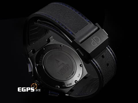 Girard Perregaux 芝柏 GP Laureato Absolute Chronograph 計時碼錶 桂冠系列 81060-21-491-FH6A 黑色PVD鍍層鈦金屬錶殼 藍色太陽紋面盤 2022年保卡 自動上鍊 44mm