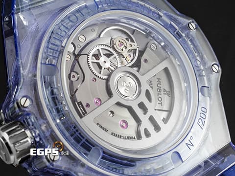 HUBLOT 宇舶 Big Bang 大爆炸 465.JL.4802.RT.1204 藍色水晶材質 快拆功能設計 【絕版增值艷麗款】極少見薰衣草藍水晶錶殼 <特殊藍寶石水晶收藏盒>原廠鑲嵌鑽石錶圈 2019年保卡 全球限量200支 新錶訂價:2,616,000元 自動上鍊 39mm