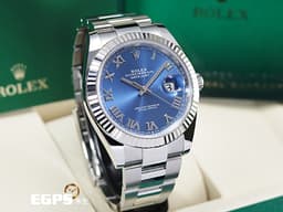 ROLEX 勞力士 Datejust 41 蠔式日誌型 126334 <font color="#1289d3">天藍色面盤 經典羅馬數字時標</font> 不鏽鋼 經典 DJ41 經典三角坑紋錶圈 <font color="#FF0000">2026年保卡 蠔式(Oyster)三節錶帶</font> 自動上鍊 41mm