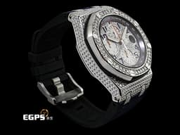 Audemars Piguet AP錶 愛彼錶 Royal Oak Offshore 皇家橡樹離岸型 26470ST.OO.A027CA.01 不鏽鋼材質 <font color="#0582f5">海軍 NAVY 精鑲天然滿天星鑽石表面、錶圈、錶殼</font> <font color="#FF0000">2016年保單 台灣公司貨 </font> 自動上鏈 42mm