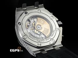 Audemars Piguet AP錶 愛彼錶 Royal Oak Offshore 皇家橡樹離岸型 26470ST.OO.A027CA.01 不鏽鋼材質 <font color="#0582f5">海軍 NAVY 精鑲天然滿天星鑽石表面、錶圈、錶殼</font> <font color="#FF0000">2016年保單 台灣公司貨 </font> 自動上鏈 42mm