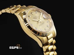 ROLEX 勞力士 蠔式 DATEJUST 179178 18K黃金材質 <font color="#05f0f0">原廠鑲嵌鑽石時標</font> <font color="#fddb5d">香檳金色面盤</font><font color="#FF0000"> </font> 自動上鏈 26 mm