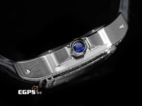 CARTIER 卡地亞 Santos 100 山度士 中型 精鑲滿天星鑽石面盤、鑲鑽錶圈 黑色客製化皮革錶帶 自動上鍊 36mm