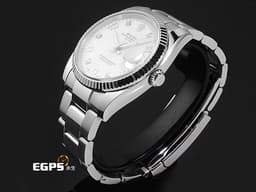 ROLEX 勞力士 DATAJUST CA 115234 不鏽鋼材質 <font color="#05f0f0">18K白金材質太陽坑紋錶圈 原廠鑲嵌鑽石時標 </font><font color="#ff0000">2017年保卡</font> 自動上鍊 34mm