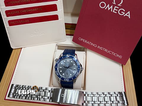 OMEGA 歐米茄 Seamaster Diver 300 海馬系列 21032422006001 藍色陶瓷外圈、銀灰色波浪紋面盤 不鏽鋼 同軸擒縱 附原廠不鏽鋼錶帶 2024年台灣公司貨 排氦氣閥 潛水錶 自動上鍊 42mm