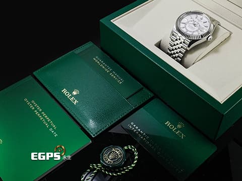ROLEX 勞力士 Sky-Dweller 蠔式 天行者 336934 最新9002機芯 白色面盤 沙羅系統 年曆錶 兩地時區 經典三角坑紋錶圈 2025年保卡 紀念型(Jubilee)五銖錶帶 自動上鍊 42mm