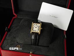 CARTIER 卡地亞 Tank Louis 坦克 WGTA0342 小型款 <font color="#225fd8">鑲嵌藍色寶石錶冠 藍鋼指針</font><font color="#6da6d2"> </font>18K黃金材質<font color="#6da6d2"> </font><font color="#ff0000">2026年保單</font> 石英腕錶 29.5 x 22mm