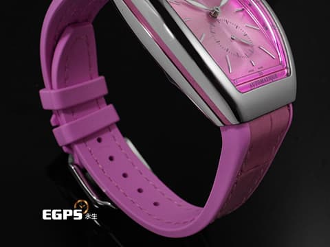 Franck Muller 法蘭穆勒 FM Vanguard Lady Slim Vintage V35 S S6 粉色太陽紋面盤 粉色複合式材質錶帶 小秒針 不鏽鋼材質 2025年保單 自動上鍊 35x46.3mm