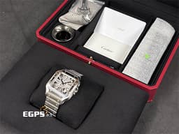 CARTIER 卡地亞 SANTOS DE CARTIER 山度士 WHSA0015 大型款 不鏽鋼材質 鏤空腕錶 <font color="#05f0f0">快拆式錶帶、另附鱷魚皮錶帶組</font> <font color="#ff0000">2025年保卡 新錶參考訂價:1,030,000元</font> 手動上鍊 39.8mm