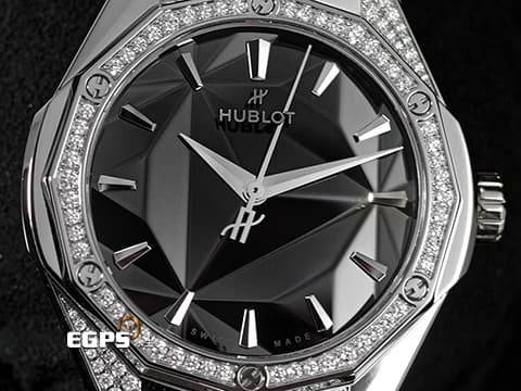 HUBLOT 宇舶 Classic Fusion 經典融合 ORLINSKI 聯名款 550.NS.1800.RX.1804.ORL19 原廠鑲鑽 黑色切面立體錶盤 鈦金屬+不鏽鋼材質 2025年保單 自動上鍊 40mm