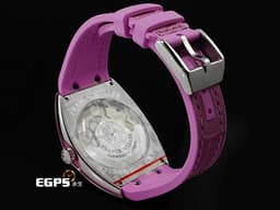 Franck Muller 法蘭穆勒 FM Vanguard Lady Slim Vintage V35 S S6 <font color="#fa00fa">粉色太陽紋面盤 粉色複合式材質錶帶</font><font color="#05f0f0"> </font>小秒針 不鏽鋼材質 <font color="#ff0000">2025年保單</font> 自動上鍊 35x46.3mm