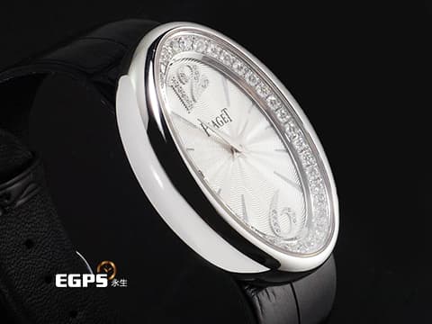 PIAGET 伯爵 LIMELIGHT G0A32099 18K白金材質 可旋轉原廠鑲嵌36顆鑽石錶圈(約1.1克拉) 原廠鑲嵌20顆鑽石12、6時標(約0.03克拉) 新錶訂價:約1,093,000元 石英機芯 40x31mm