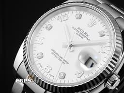 ROLEX 勞力士 DATAJUST CA 115234 不鏽鋼材質 <font color="#05f0f0">18K白金材質太陽坑紋錶圈 原廠鑲嵌鑽石時標 </font><font color="#ff0000">2017年保卡</font> 自動上鍊 34mm