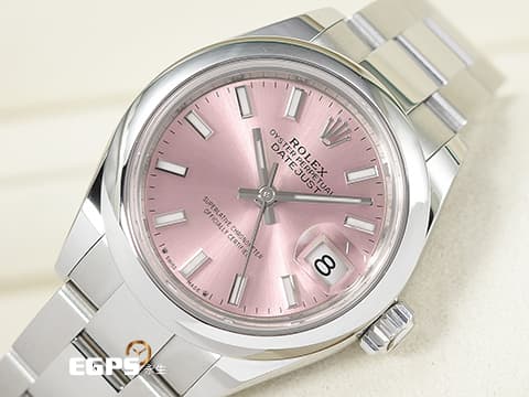 ROLEX 勞力士 Lady-Datejust 28 蠔式日誌型 279160 粉紅色面盤 柱狀夜光時標 經典 DJ28 不鏽鋼 2025年保卡 蠔式(Oyster)三節板帶 自動上鍊 28mm