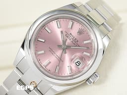 ROLEX 勞力士 Lady-Datejust 28 蠔式日誌型 279160 <font color="#FFC0CB">粉紅色面盤 柱狀夜光時標</font> 經典 DJ28 不鏽鋼 <font color="#FF0000">2025年保卡 蠔式(Oyster)三節板帶</font> 自動上鍊 28mm