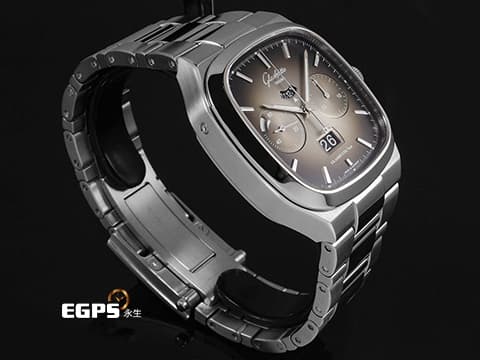 GLASHUTTE ORIGINAL 格拉蘇蒂 70年代 Seventies Chronograph Panorama Date 煙燻灰色面盤 限量100支 1-37-02-05-02-35 德國錶 2020年保單 另附原廠不鏽鋼鏈帶 自動上鍊 40mm