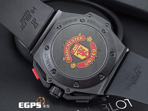 HUBLOT 宇舶錶 King Power Red Devil Manchester United 王者至尊 716.CI.1129.RX 英超 紅魔鬼 曼聯隊 計時碼表 黑陶瓷材質 鏤空面盤 限量500只 台灣公司貨 自動上鍊 大尺寸 46mm