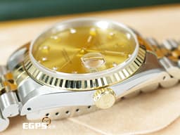 ROLEX 勞力士 DATEJUST 16233 經典蠔式日誌型 不鏽鋼&18K黃金材質 半金款 <font color="#fa00fa">鑲嵌鑽石時標</font><font color="#FF00FF"> </font><font color="#fafa01">香檳金色面盤</font><font color="#FF00FF"> </font> 自動上鍊 36mm
