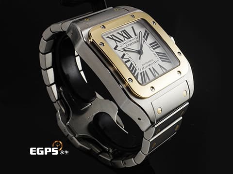 CARTIER 卡地亞 Santos de Cartier 山度士 W200728G 大型款 18K黃金 半金款 經典 自動上鍊 38mm