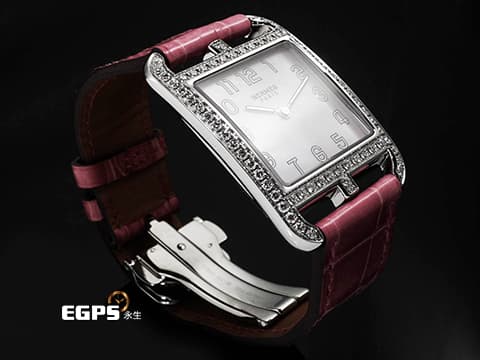 HERMES 愛馬仕 HEURE H 系列 CC2.730.216 不鏽鋼材質 H型錶殼 白色珍珠貝母面盤 原廠鑲嵌鑽石錶圈 台灣公司貨 石英機芯 29mm