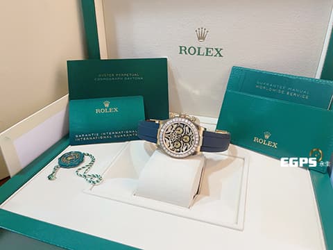 ROLEX 勞力士 DAYTONA 迪通拿 116588TBR 18K黃金材質 原廠鑲嵌鑽錶 抽象虎紋滿天星鑽石面盤 大梯鑽錶圈 足球巨星內馬爾Neymar同款 已經絕種的猛虎面 2021年保卡 自動上鏈 40mm