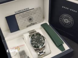 LONGINES 浪琴 Hydro Conquest 康卡斯 深海征服者 L37854066 浪鬼 <font color="#009100">綠色陶瓷圈、陶瓷拉絲面盤 綠水鬼</font> 不鏽鋼 <font color="#FF0000">專賣店特別版 附原廠快拆式橡膠錶帶 2020年台灣公司貨</font> 潛水錶 自動上鍊 41mm