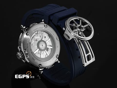 BREGUET 寶璣 Marine 航海系列 航海家 海之王子 5517BB/Y2/9ZU 18K白金材質 寶齊萊藍機刻雕花波浪紋面盤  2019年保單 自動上鍊 40mm